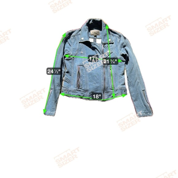 BLANK NYC Denim Moto Jacket Small Blue Zip Front Fitted Biker Style Jean Jacket - Picture 5 of 16